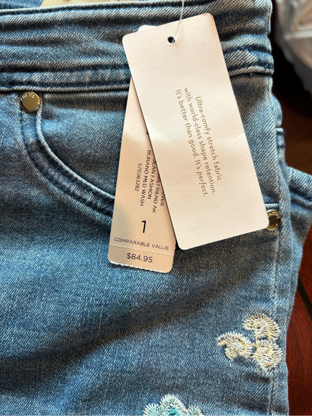 Chico's Blue Denim Embroidered Wide-Leg Jeans - Picture 4 of 4